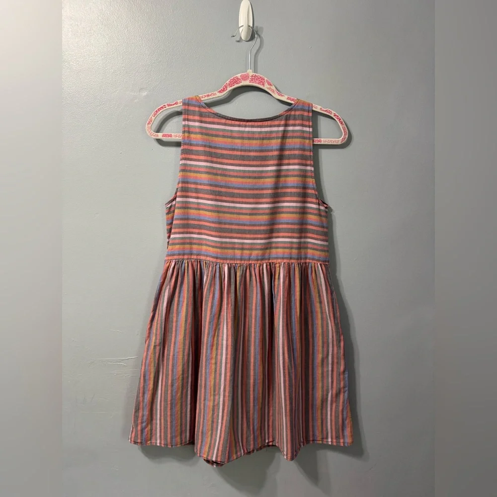 MADEWELL Scoopneck Tank Mini Dress‎ in Rainbow Stripe Women’s Size Small